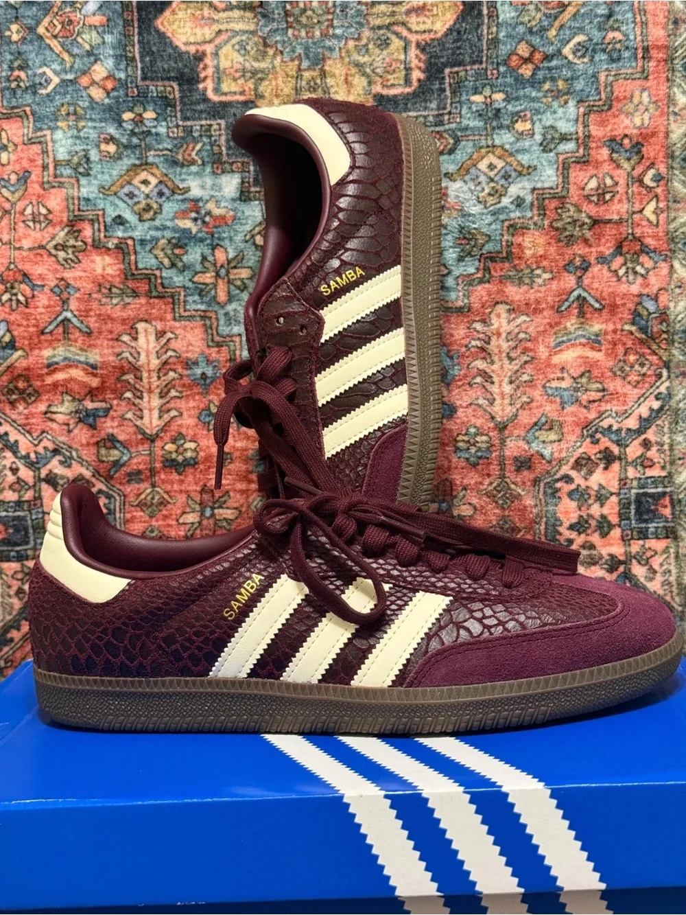 adidas Samba OG Snakeskin Maroon Cream White (Women's)